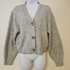 H&M Gray‎ Button Front Cardigan Size XS Minimalist Staple Capsule Casual